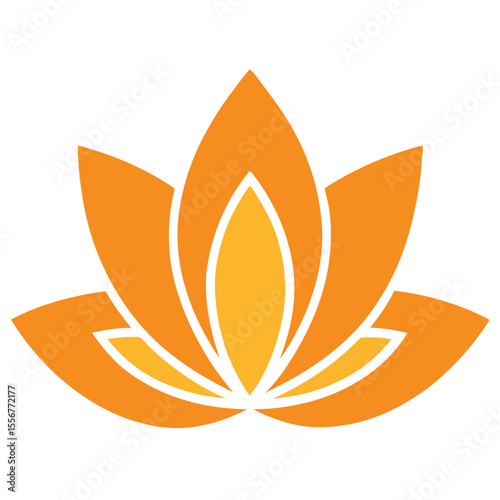 Elegant stylized lotus flower vector illustration in orange and white. Perfect for wellness, spa, yoga, meditation, beauty, floral, or decorative natural design themes.