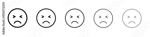 Desperate emoji icon thin flat outline style vector sign
