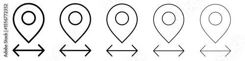 Destination distancing icon thin flat outline style vector sign