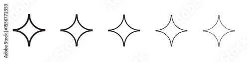 Diamond star icon thin flat outline style vector sign