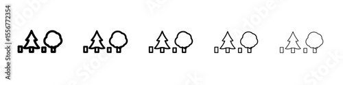 Destruction of forests icon thin flat outline style vector sign