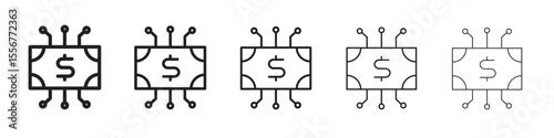 Digital Currency icon thin flat outline style vector sign