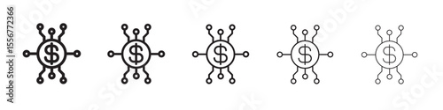 Digital Currency icon thin flat outline style vector sign