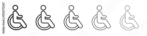 Disability Wheel Chair Icon thin flat outline style vector sign