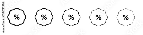 Discount icon thin flat outline style vector sign
