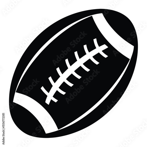  Vector illustration of American football ball in silhouette, perfect for sports graphics, football game day designs, athletic branding, and team illustrations.