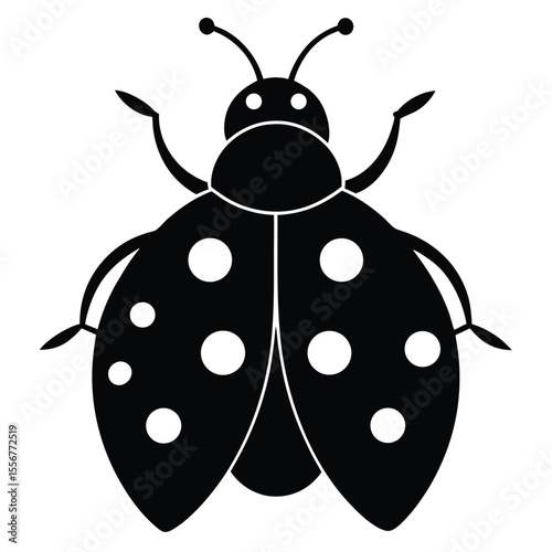  Black ladybug vector icon, representing insects, garden nature, springtime, pest control, and cute bug-themed designs for eco-friendly content.