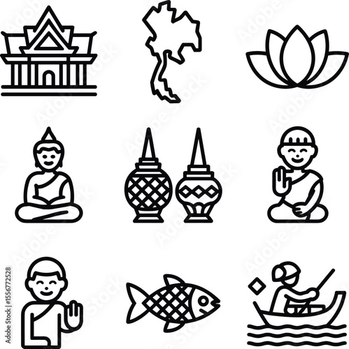 Thailand Culture Icons Temples, Buddha, Lotus, and More