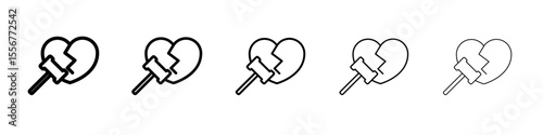 Divorce icon thin flat outline style vector sign