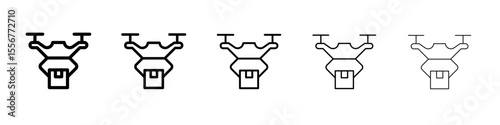 drone delivery icon thin flat outline style vector sign