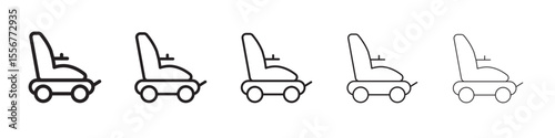 Electric wheelchair scooter icon thin flat outline style vector sign
