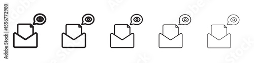 Email View Icon thin flat outline style vector sign