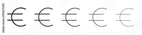 euro sign icon thin flat outline style vector sign