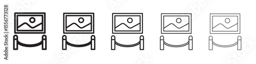 Exhibit icon thin flat outline style vector sign