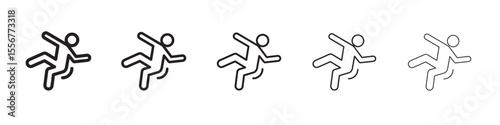 fall accident icon thin flat outline style vector sign