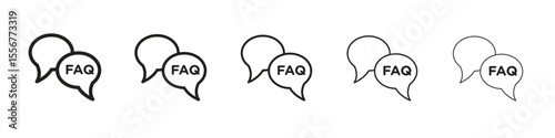 FAQ icon thin flat outline style vector sign