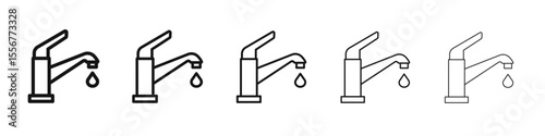 Faucet tap water icon thin flat outline style vector sign