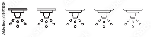 fire sprinkler icon thin flat outline style vector sign