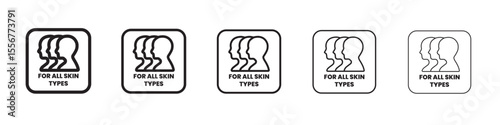 for all skin types icon thin flat outline style vector sign