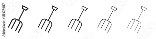 Garden fork icon thin flat outline style vector sign