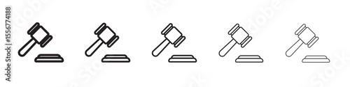 Gavel icon thin flat outline style vector sign