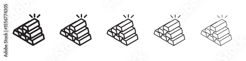 gold bars icon thin flat outline style vector sign