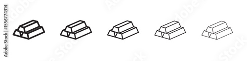 gold bars icon thin flat outline style vector sign