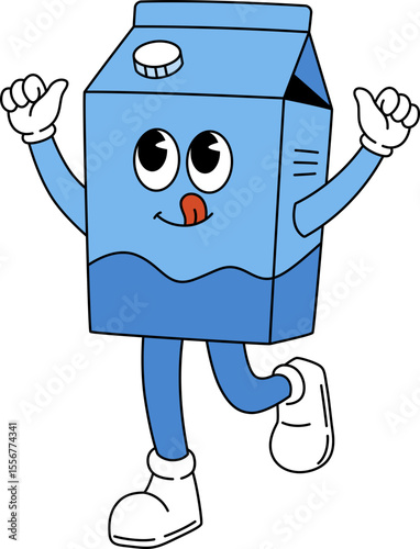 Groovy Retro Cartoon Milk Character

