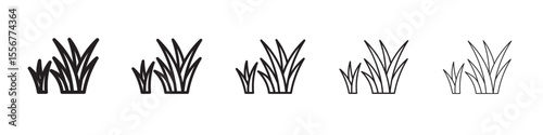 Grass icon thin flat outline style vector sign