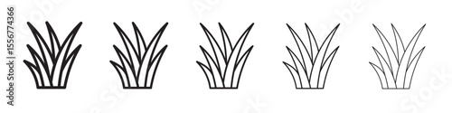 Grass icon thin flat outline style vector sign