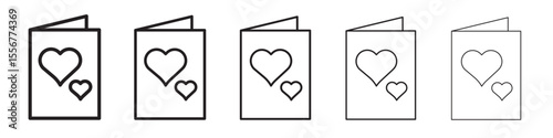 Greeting card icon thin flat outline style vector sign