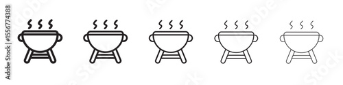 grill icon thin flat outline style vector sign