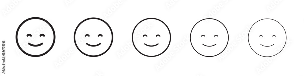Fototapeta premium Happy boy face icon thin flat outline style vector sign