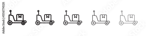 Hand pallet jack icon thin flat outline style vector sign