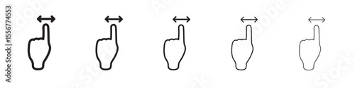 Hand, fingers, gesture, swipe, rotate icon thin flat outline style vector sign