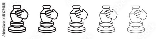 Handmade pottery icon thin flat outline style vector sign