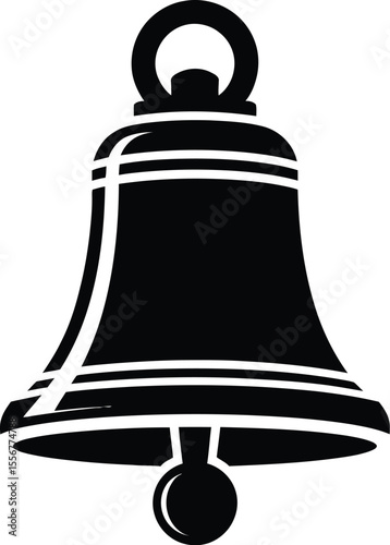 Illustration of a black bell with a clapper on a white background