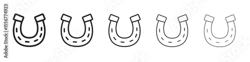 Horseshoe icon thin flat outline style vector sign