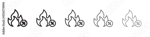 Hot deal icon thin flat outline style vector sign