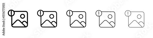 Image Error icon thin flat outline style vector sign
