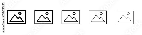 image or photo icon thin flat outline style vector sign