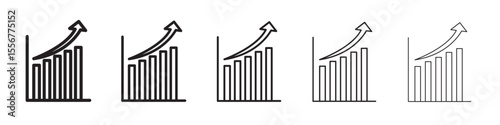 Increase chart icon thin flat outline style vector sign