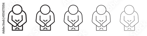 Indigestion icon thin flat outline style vector sign