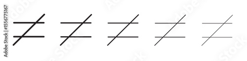 Inequality icon thin flat outline style vector sign