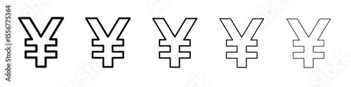 Japanese yen currency icon thin flat outline style vector sign