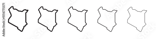 Kenya map icon thin flat outline style vector sign