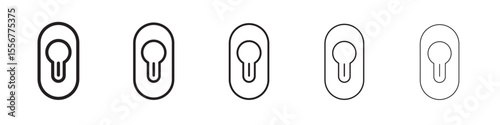key hole icon thin flat outline style vector sign