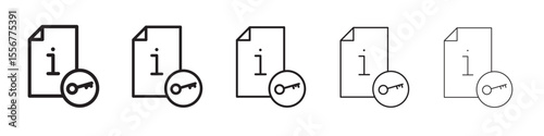 key information icon thin flat outline style vector sign