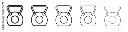 kettlebell icon thin flat outline style vector sign