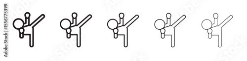 Kickboxing icon thin flat outline style vector sign